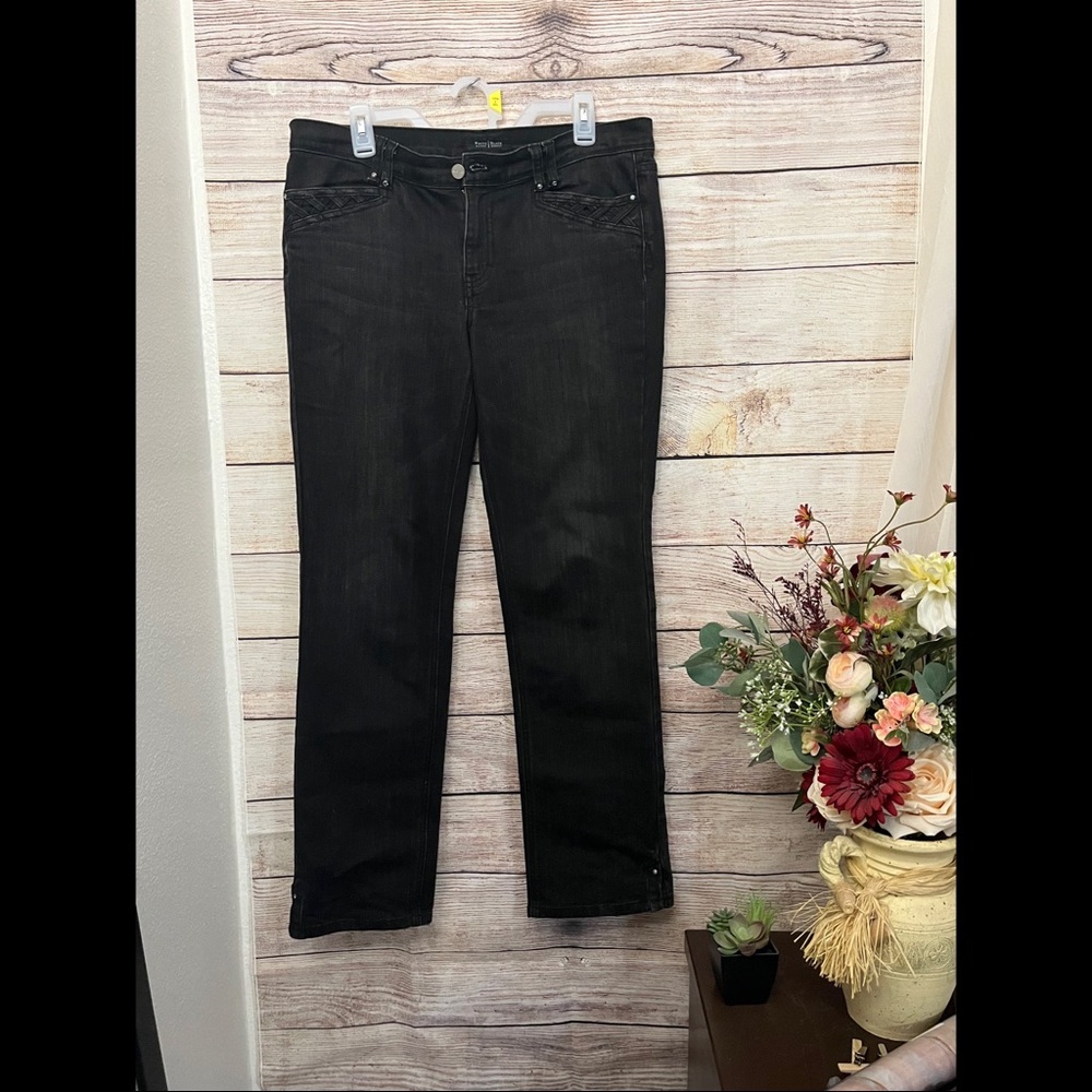 White House Black Market Slim Black Noir Jeans Size 12 - Picture 1 of 14